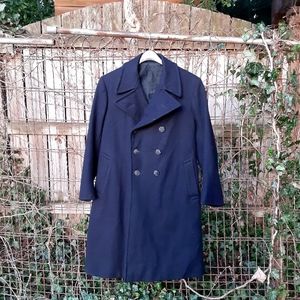 Vintage Navy Wool Overcoat